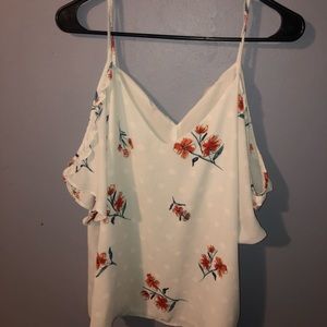 Cold shoulder floral tank top